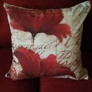 (2) Square Throw Pillows with Poppy Design